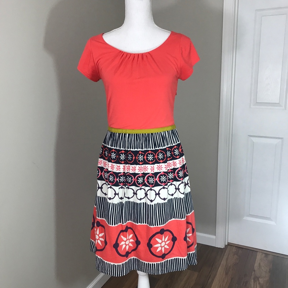 Boden Coral and Navy Blue Dress Size 4